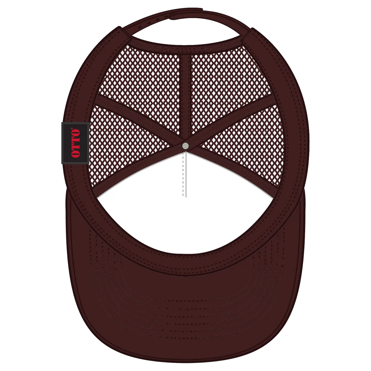 Otto 3932-1 5 Panel High Crown Mesh Back Trucker Cap - Brown - 7 3/8’’ - 5/8’’