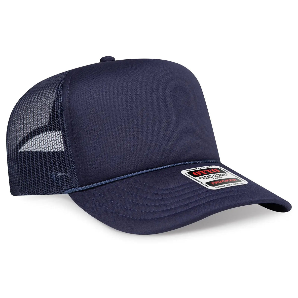 Otto 3932-1 5 Panel High Crown Mesh Back Trucker Cap - Navy - 7 3/8’’ - 5/8’’