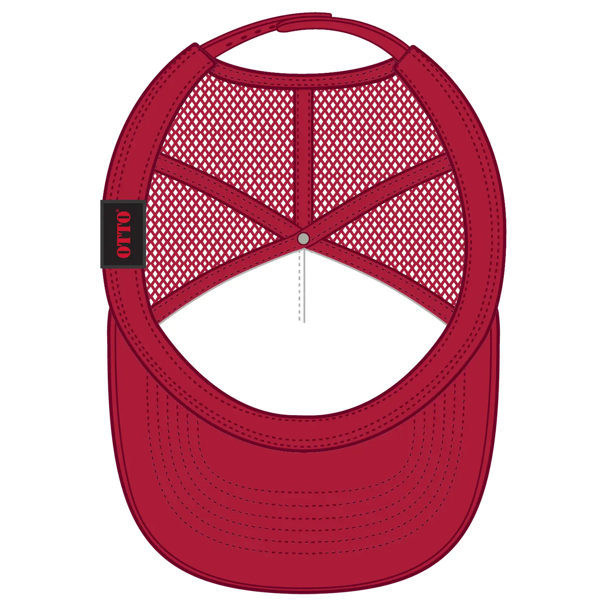 Otto 3932-1 5 Panel High Crown Mesh Back Trucker Cap - Red - 7 3/8’’ - 5/8’’