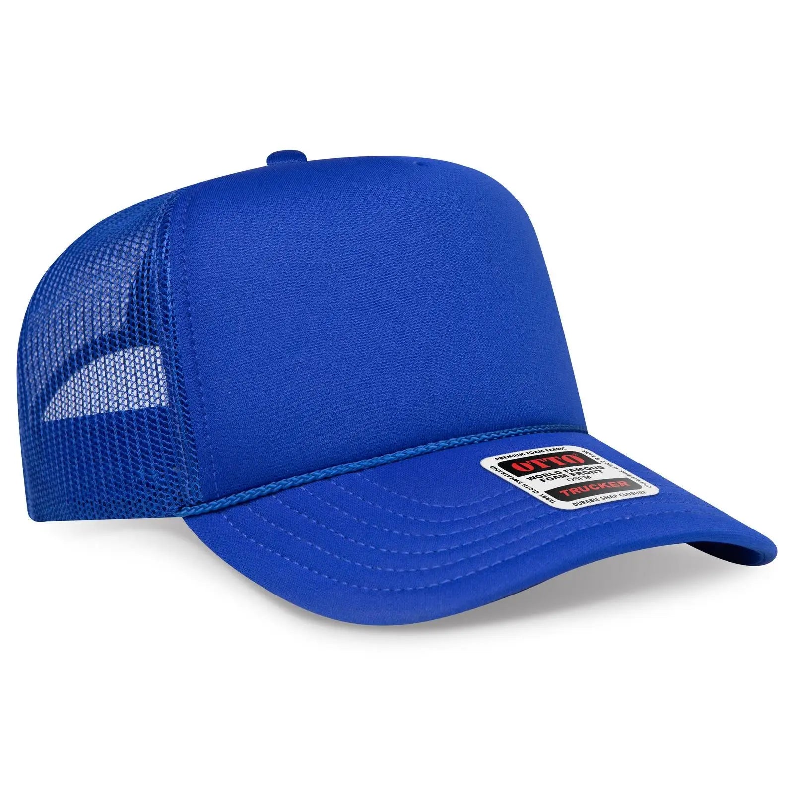 Otto 3932-1 5 Panel High Crown Mesh Back Trucker Cap - Royal - 7 3/8’’ - 5/8’’