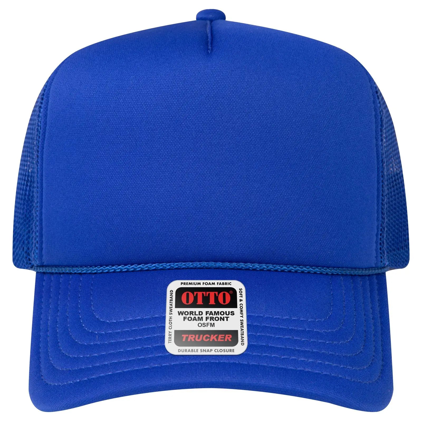 Otto 3932-1 5 Panel High Crown Mesh Back Trucker Cap - Royal - 7 3/8’’ - 5/8’’