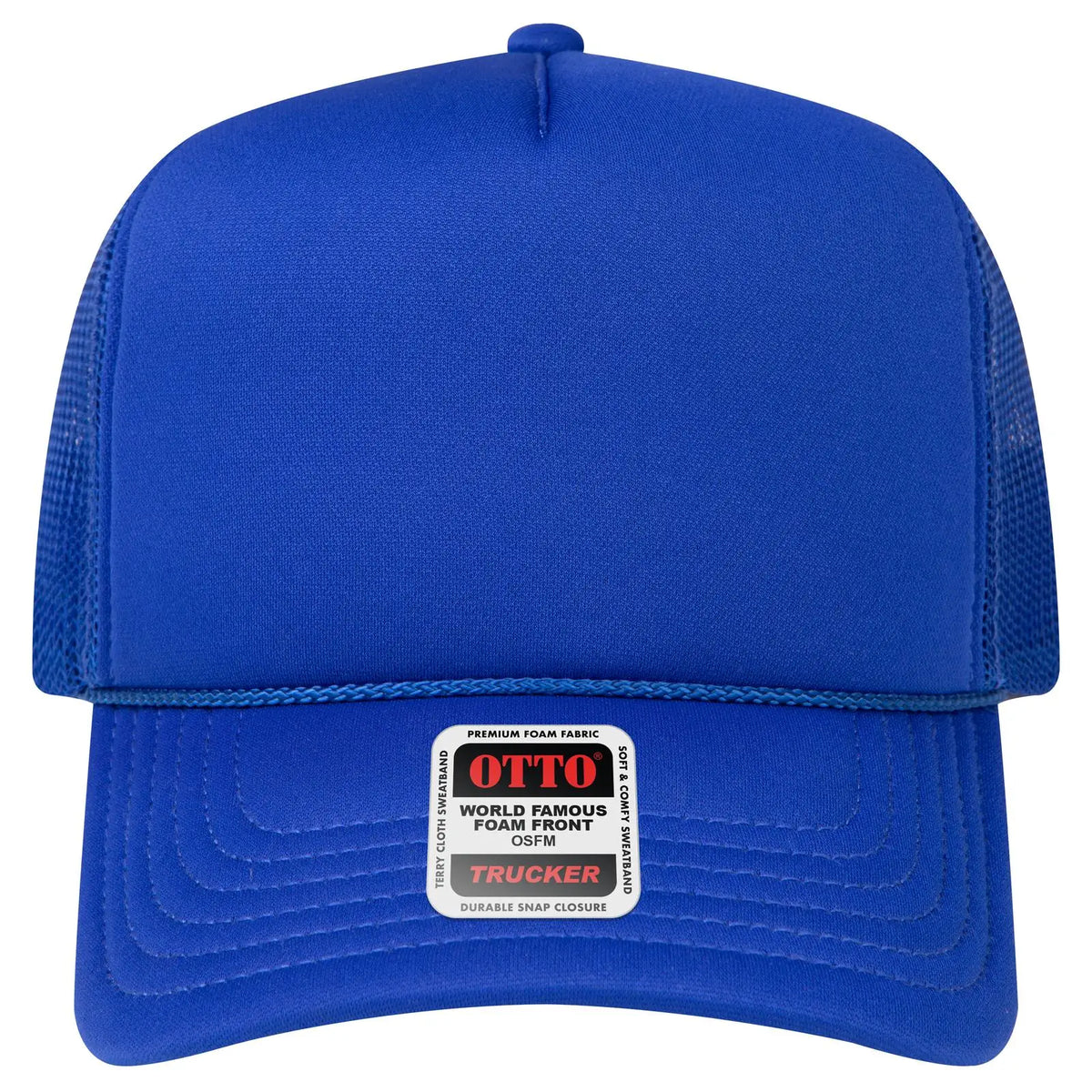 Otto 3932-1 5 Panel High Crown Mesh Back Trucker Cap - Royal