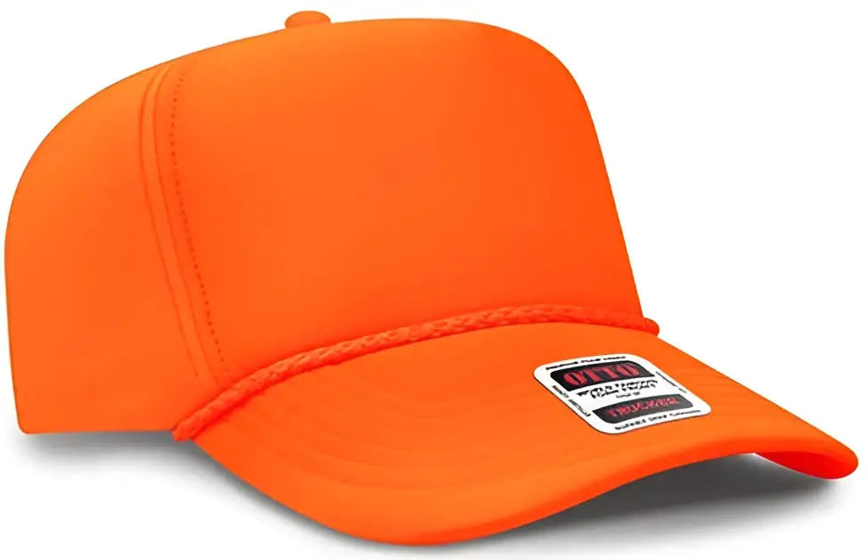 Otto 394-1 Five Panel High Crown Full Foam Cap - Neon Orange - one Size Fits Most