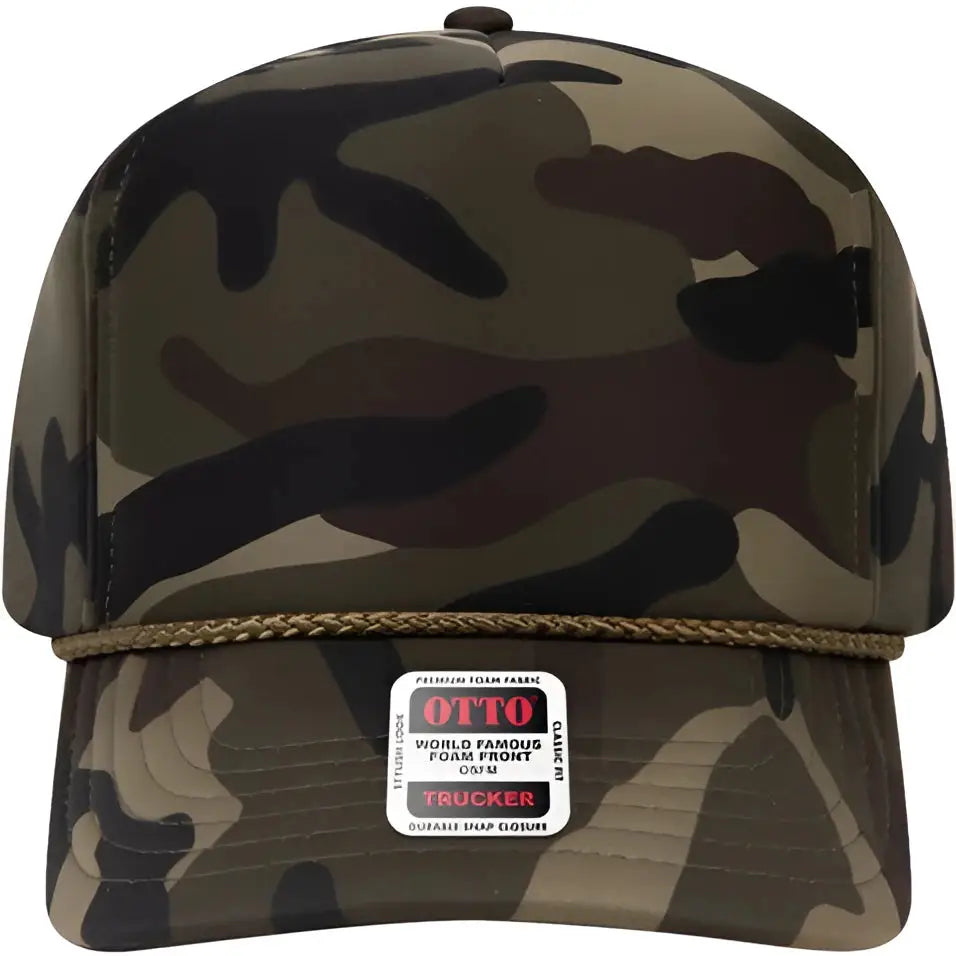 Otto 394-1 Five Panel High Crown Full Foam Cap - Woodland Camo - one Size Fits Most