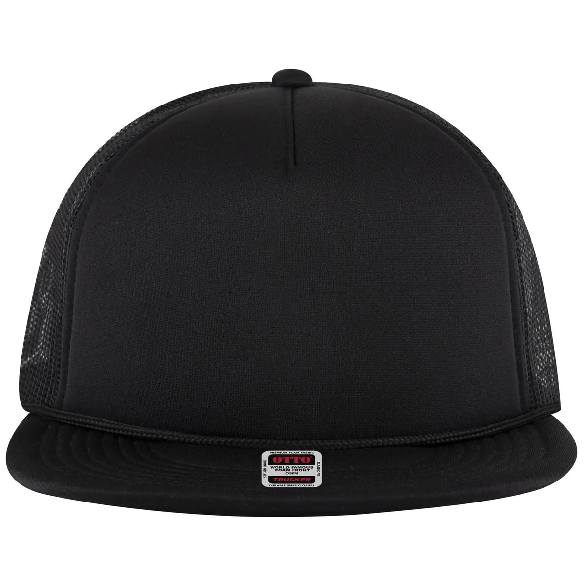 Otto 39950-1 5 Panel Pro Style Mesh Back Trucker Cap - Black - 7 3/8’’ - 5/8’’