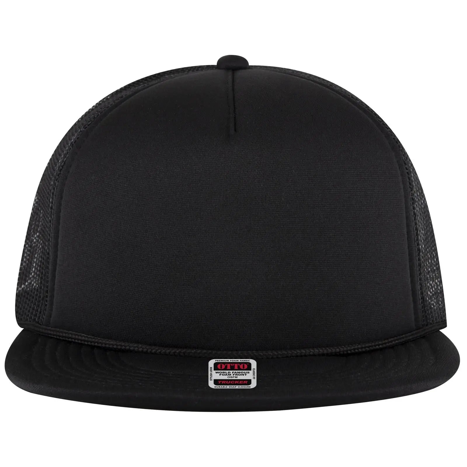 Otto 39950-1 5 Panel Pro Style Mesh Back Trucker Cap - Black - 7 3/8’’ - 5/8’’