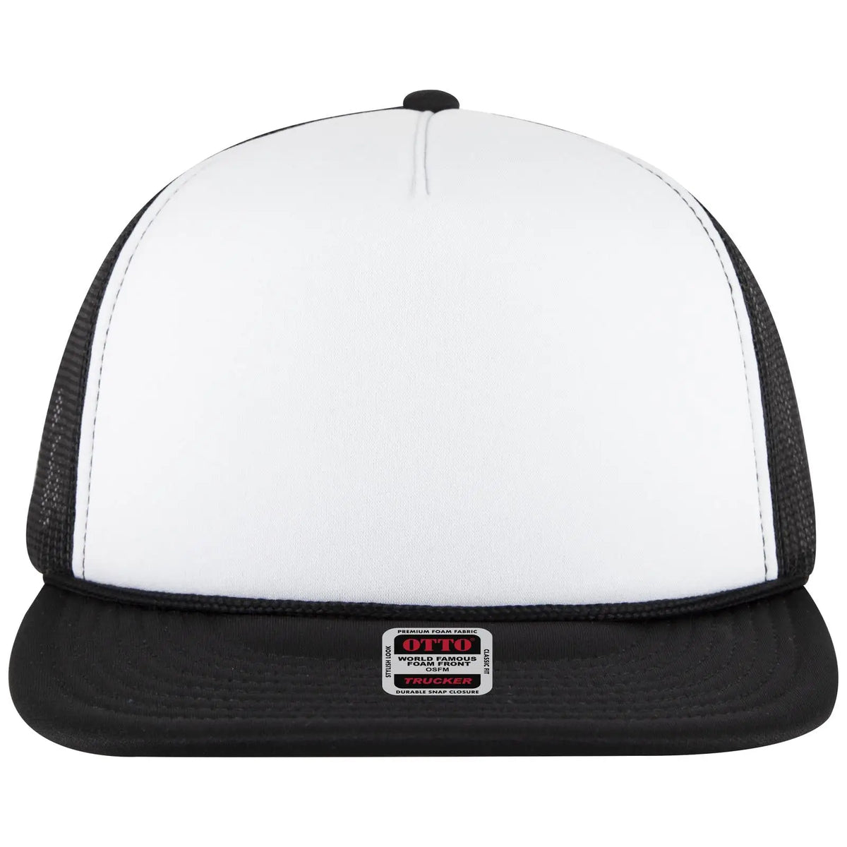 Otto 39950-1 5 Panel Pro Style Mesh Back Trucker Cap - Blk/wht/blk - 7 3/8’’ - 5/8’’
