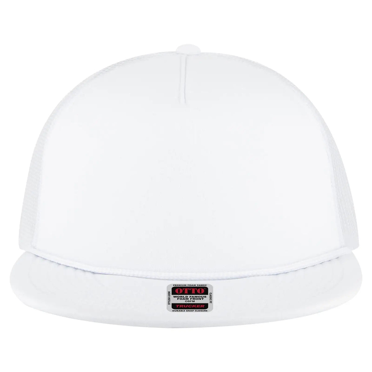 Otto 39950-1 5 Panel Pro Style Mesh Back Trucker Cap - White - 7 3/8’’ - 5/8’’