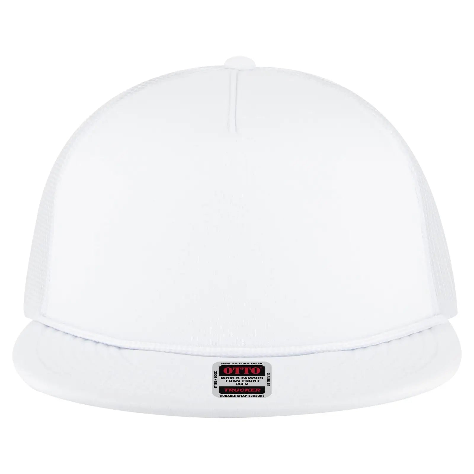 Otto 39950-1 5 Panel Pro Style Mesh Back Trucker Cap - White - 7 3/8’’ - 5/8’’