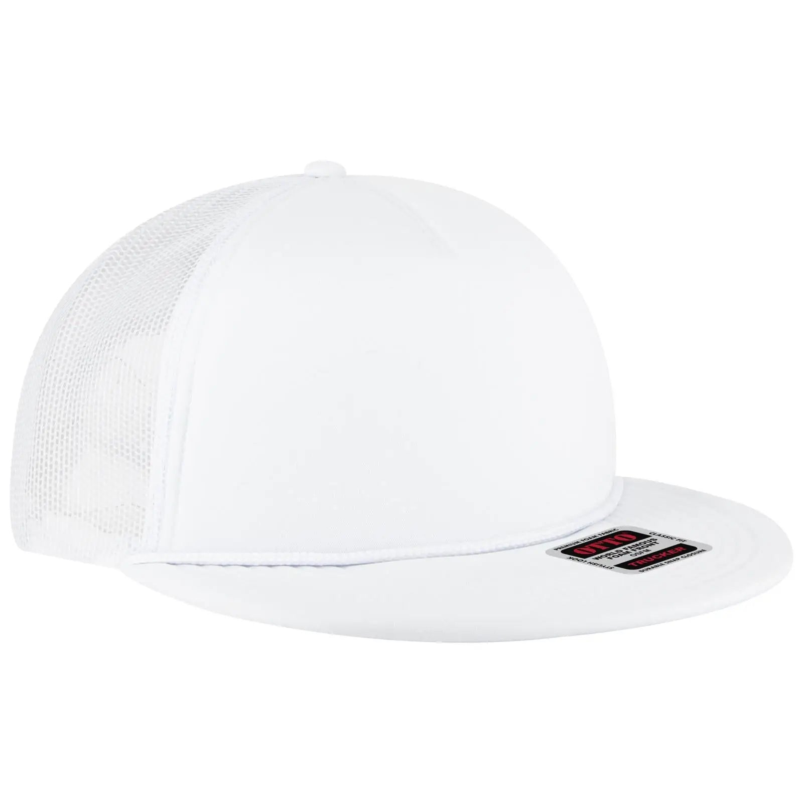 Otto 39950-1 5 Panel Pro Style Mesh Back Trucker Cap - White - 7 3/8’’ - 5/8’’