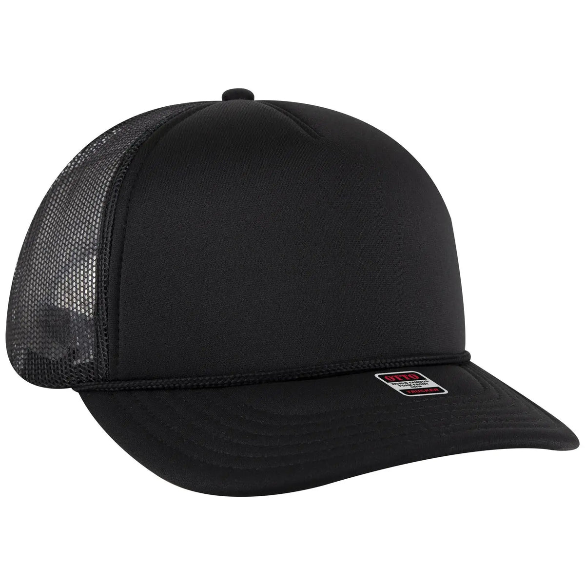 Otto 39950-2 5 Panel Pro Style Mesh Back Trucker Cap - Black - 7 3/8’’ - 5/8’’