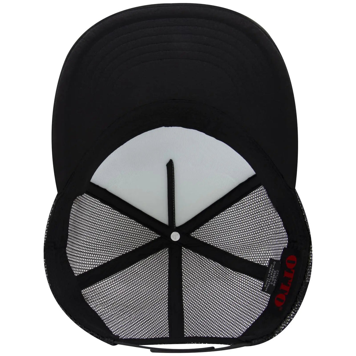 Otto 39950-2 5 Panel Pro Style Mesh Back Trucker Cap - Blk/wht/blk - 7 3/8’’ - 5/8’’
