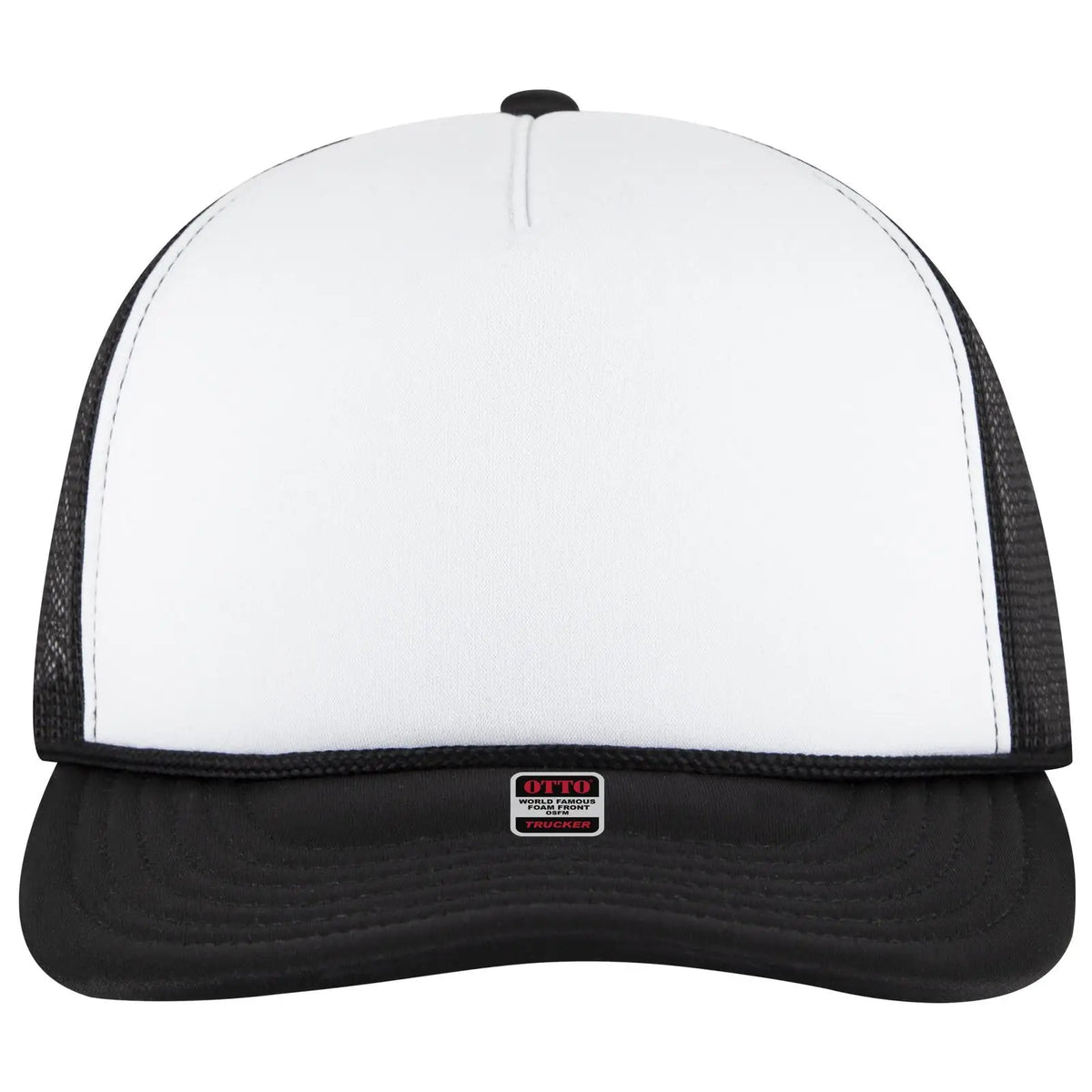 Otto 39950-2 5 Panel Pro Style Mesh Back Trucker Cap - Blk/wht/blk - 7 3/8’’ - 5/8’’
