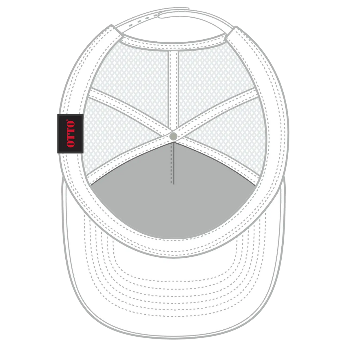 Otto 39950-2 5 Panel Pro Style Mesh Back Trucker Cap - White - 7 3/8’’ - 5/8’’