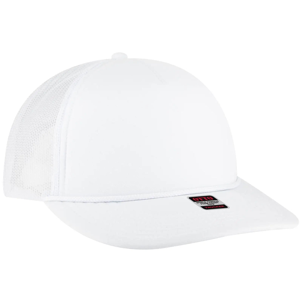 Otto 39950-2 5 Panel Pro Style Mesh Back Trucker Cap - White - 7 3/8’’ - 5/8’’