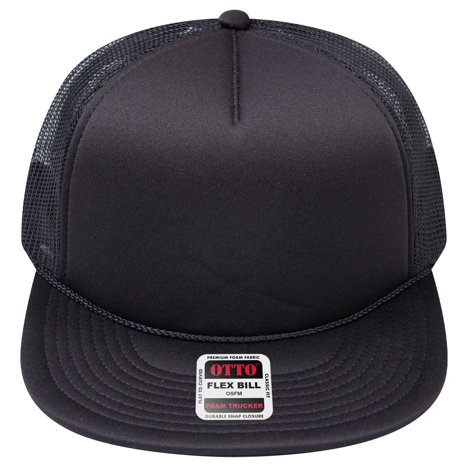 Otto 3995015-1 ?Otto Snap’ 5 Panel Pro Style Mesh Back Trucker Snapback Cap - Black - 7 3/8’’ - 5/8’’