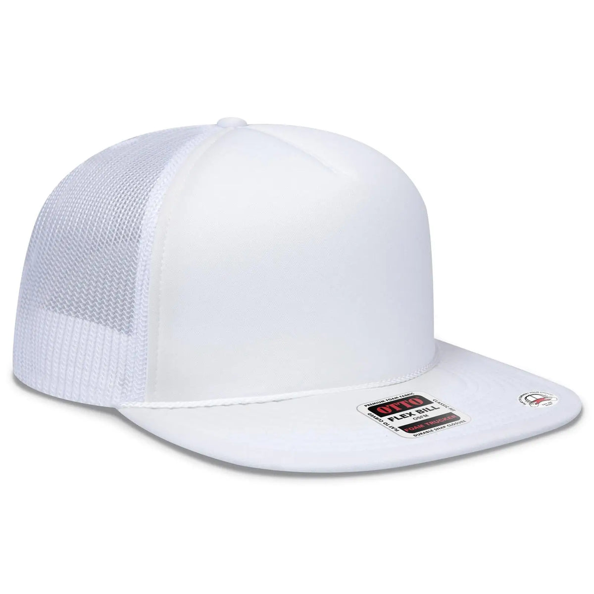 Otto 3995015-1 ?Otto Snap’ 5 Panel Pro Style Mesh Back Trucker Snapback Cap - White - 7 3/8’’ - 5/8’’