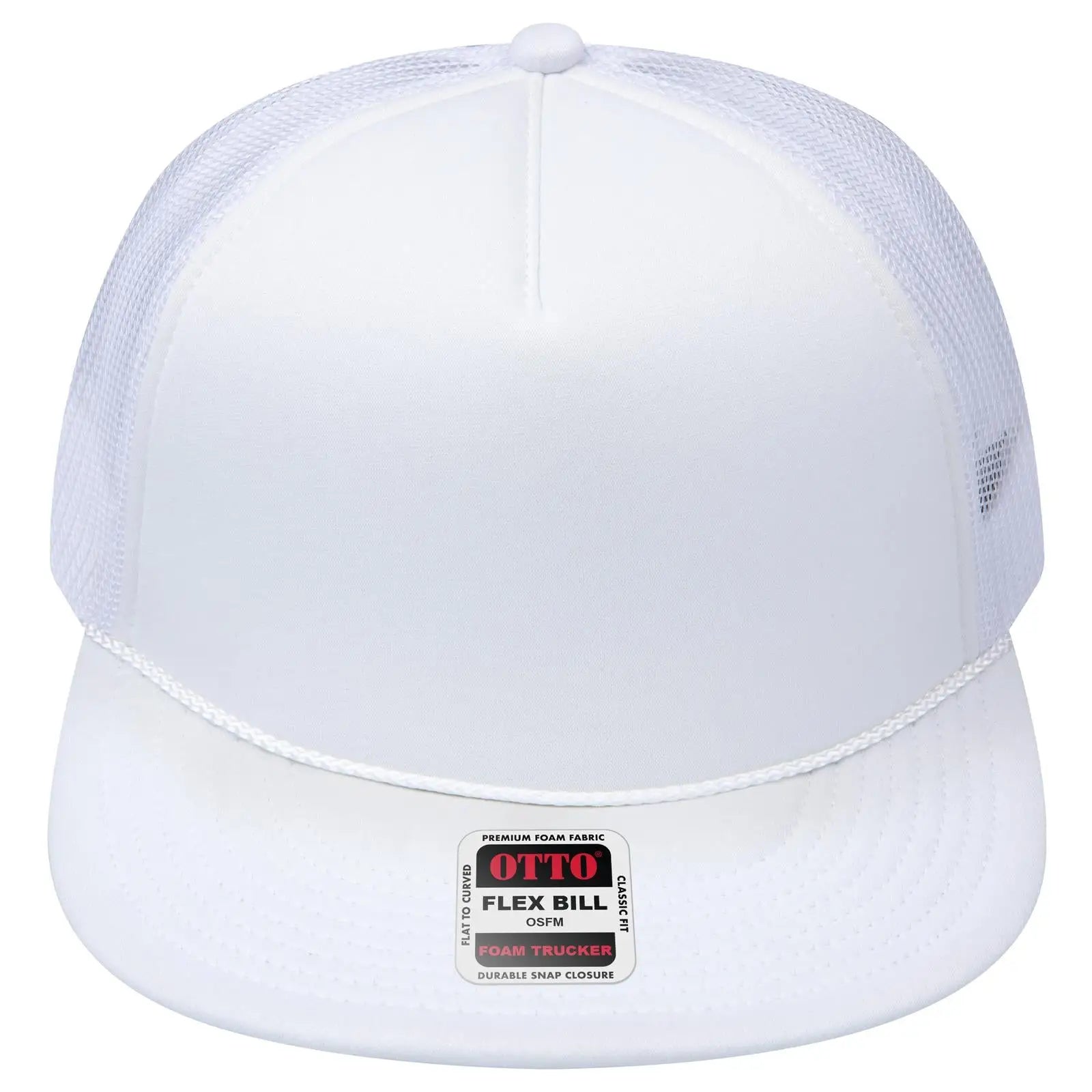 Otto 3995015-1 ?Otto Snap’ 5 Panel Pro Style Mesh Back Trucker Snapback Cap - White - 7 3/8’’ - 5/8’’