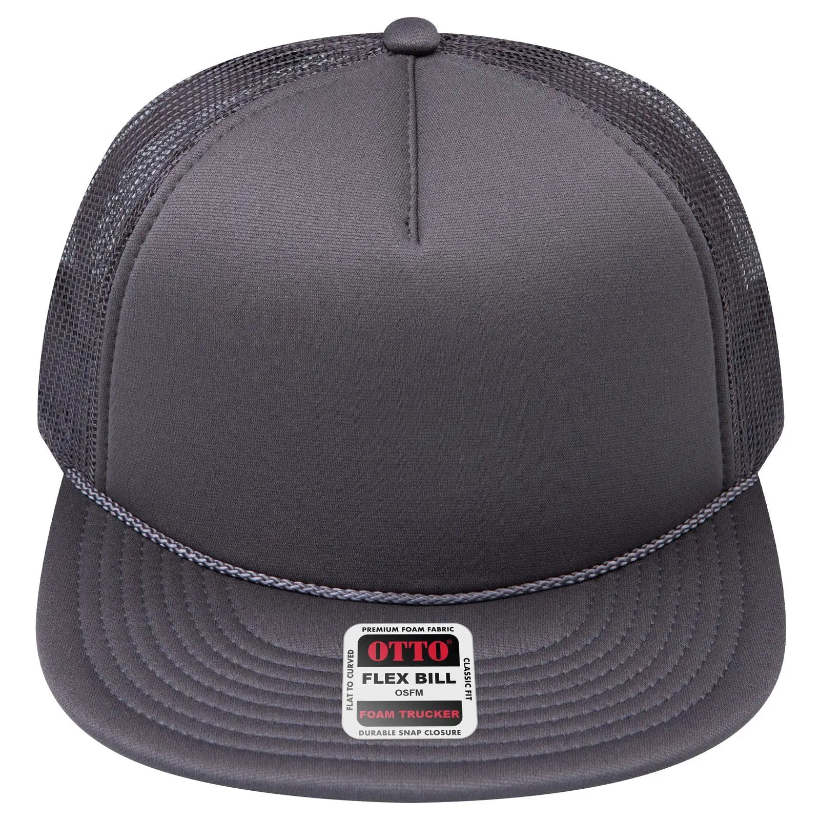 Otto 3995015-1 ?Otto Snap’ 5 Panel Pro Style Mesh Back Trucker Snapback Cap - Char. Gray - 7 3/8’’ - 5/8’’