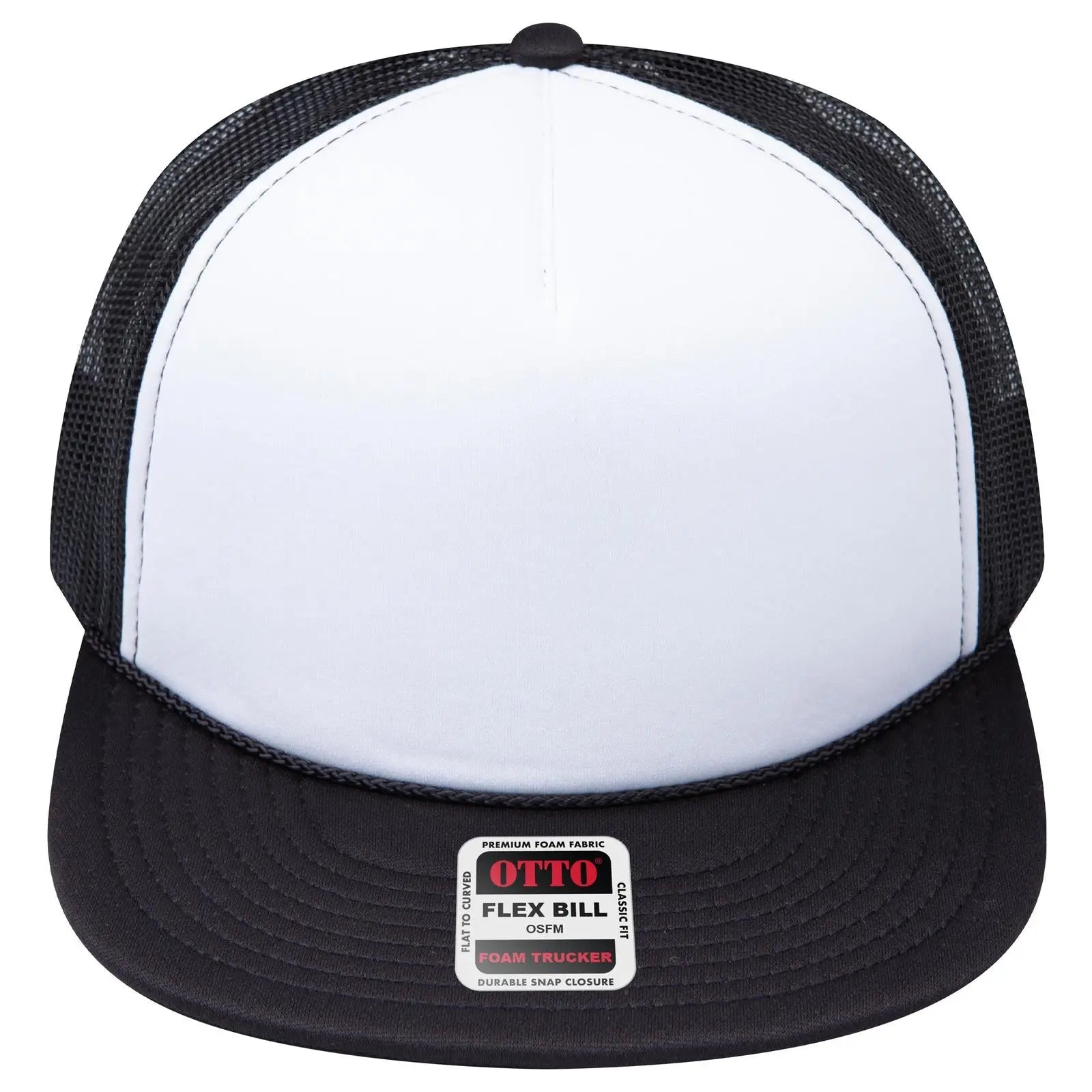 Otto 3995015-1 ?Otto Snap’ 5 Panel Pro Style Mesh Back Trucker Snapback Cap - Blk/wht/blk - 7 3/8’’ - 5/8’’