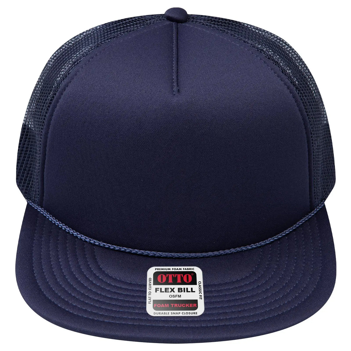 Otto 3995015-1 ?Otto Snap’ 5 Panel Pro Style Mesh Back Trucker Snapback Cap - Navy - 7 3/8’’ - 5/8’’