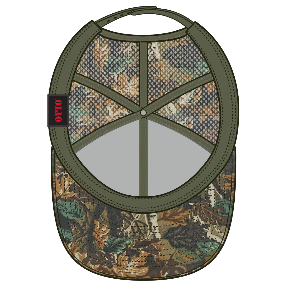 Otto 45-052 Camouflage 6 Panel Mid Profile Mesh Back Trucker Cap - Lt.lod/brn/kly - 7 3/8’’ - 5/8’’