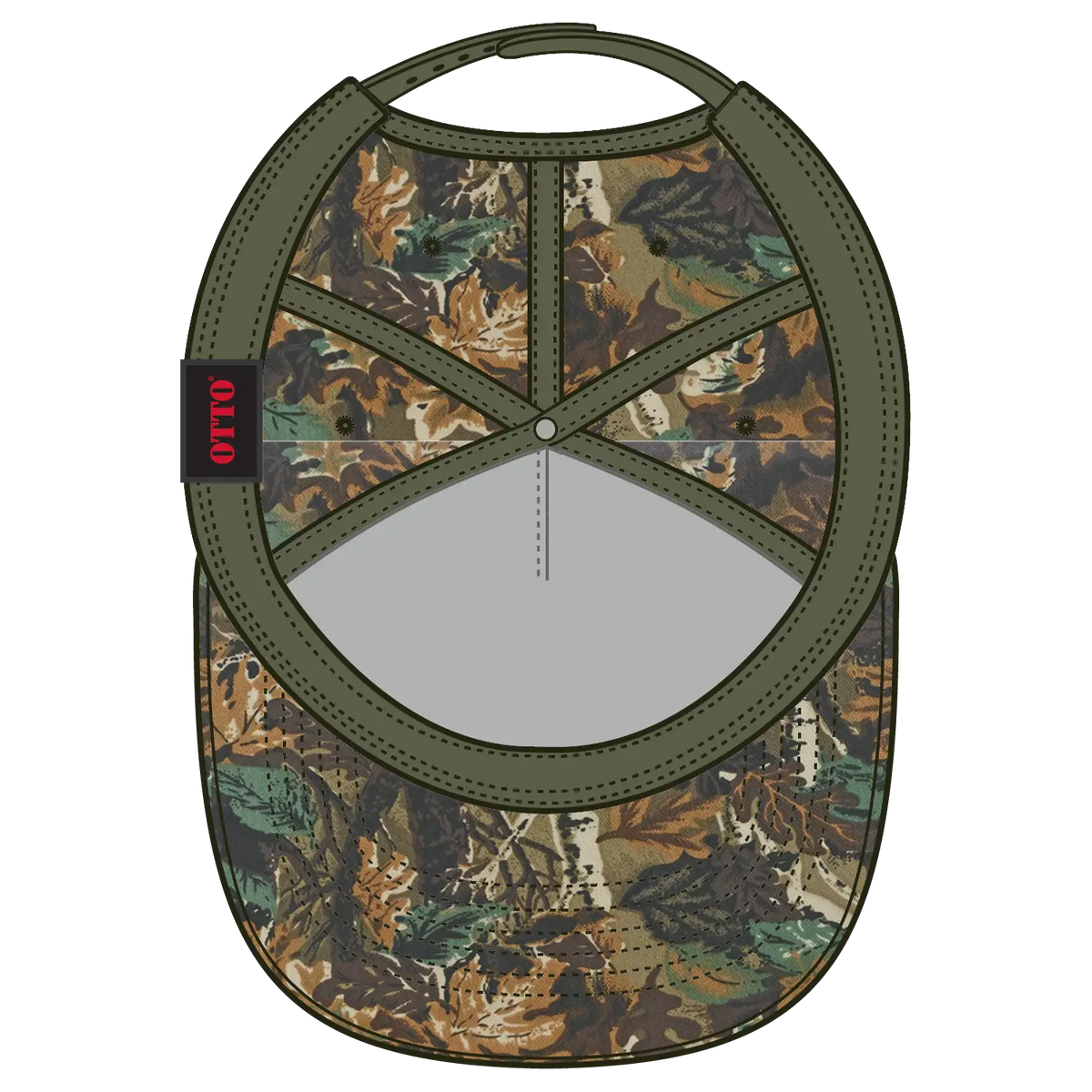 Otto 46-047 Camouflage 5 Panel Mid Profile Baseball Cap - Lt.lod/brn/kly - 7 3/8’’ - 5/8’’