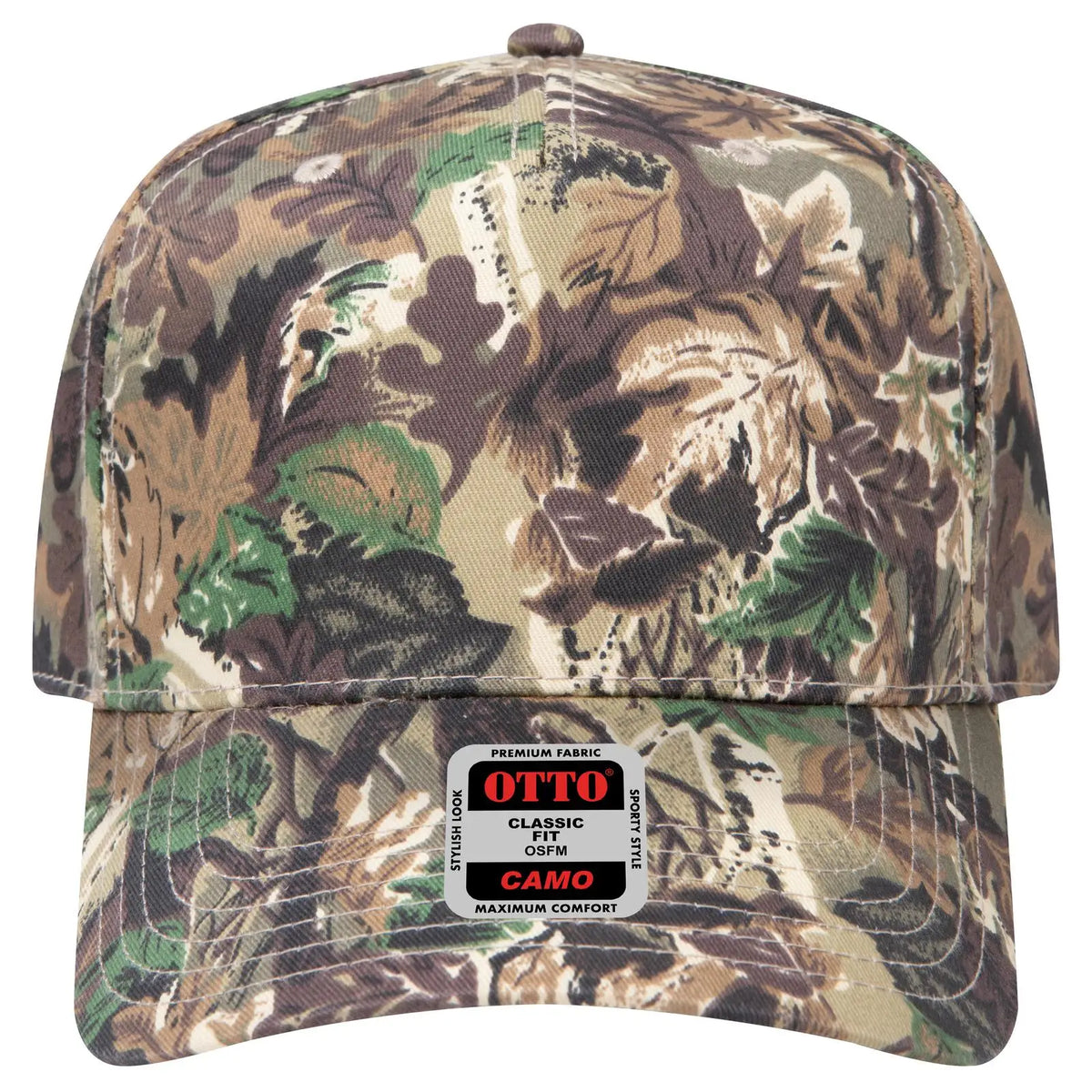 Otto 46-047 Camouflage 5 Panel Mid Profile Baseball Cap - Lt.lod/brn/kly - 7 3/8’’ - 5/8’’