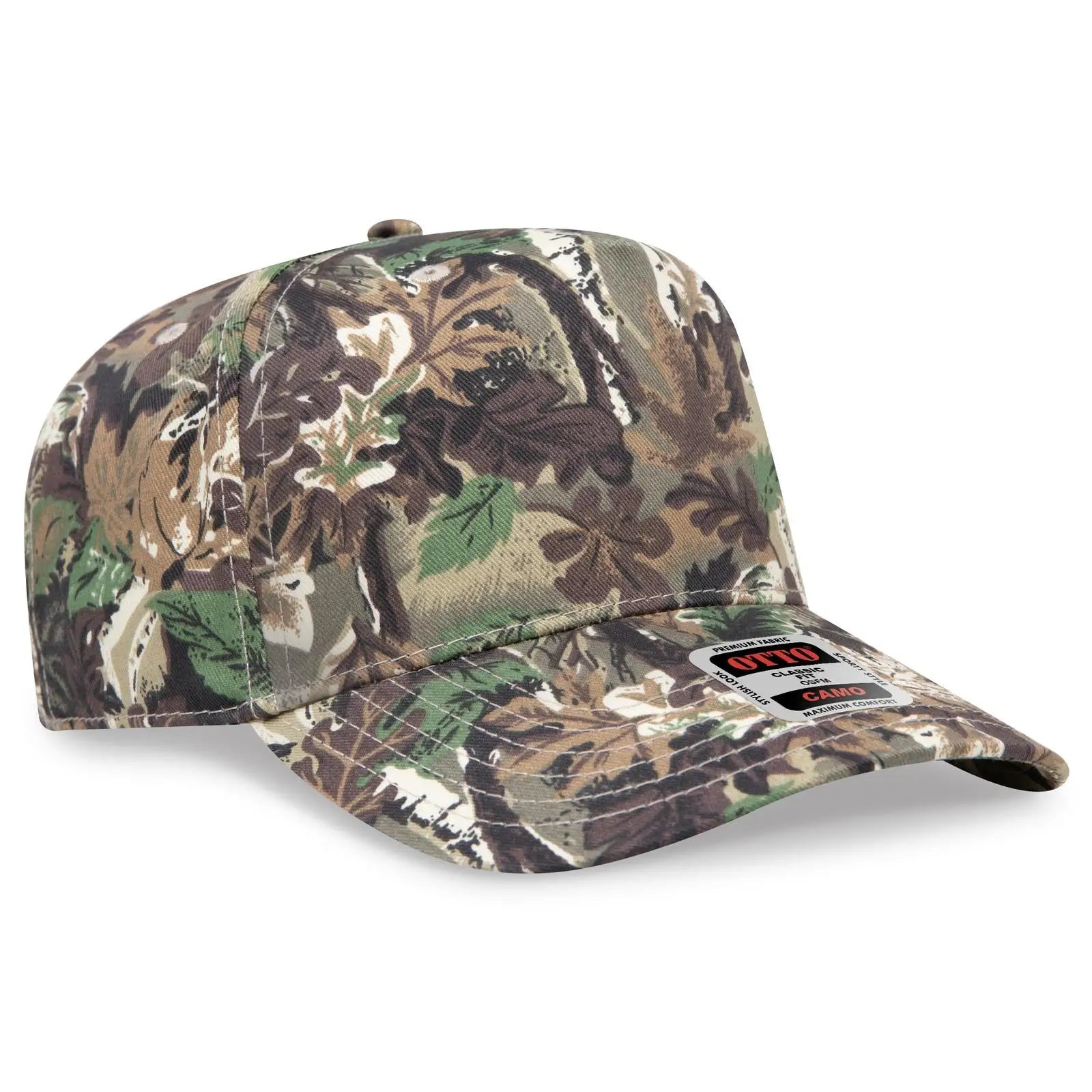 Otto 46-047 Camouflage 5 Panel Mid Profile Baseball Cap - Lt.lod/brn/kly - 7 3/8’’ - 5/8’’