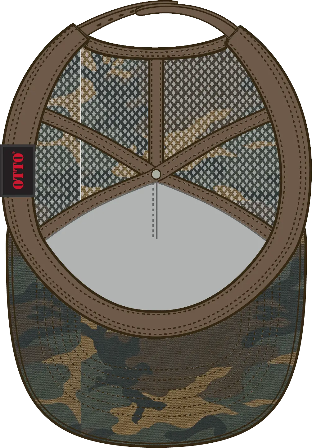 Otto 47-049 Camouflage 5 Panel Mid Profile Mesh Back Trucker Cap - Dk.grn/brn - 6 1/2’’ - 7 5/8’’