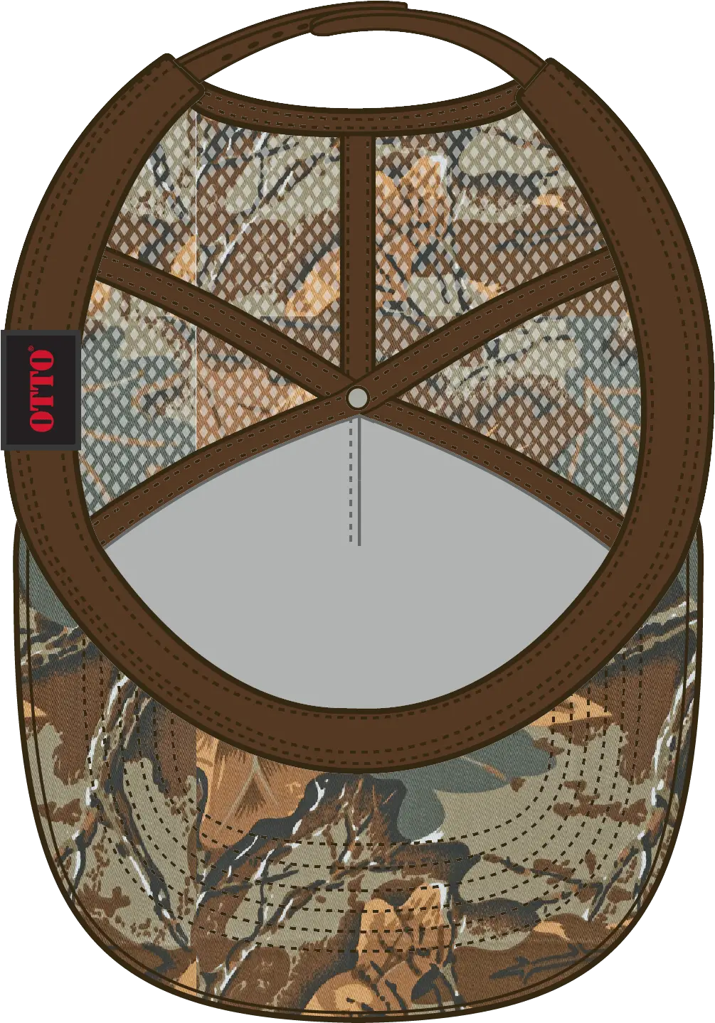 Otto 47-049 Camouflage 5 Panel Mid Profile Mesh Back Trucker Cap - Kha/brn/lt.ol.grn - 6 1/2’’ - 7 5/8’’