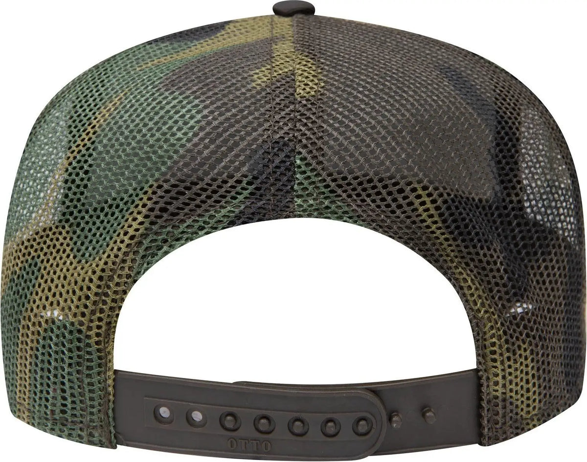 Otto 47-049 Camouflage 5 Panel Mid Profile Mesh Back Trucker Cap - Dk.grn/brn - 6 1/2’’ - 7 5/8’’
