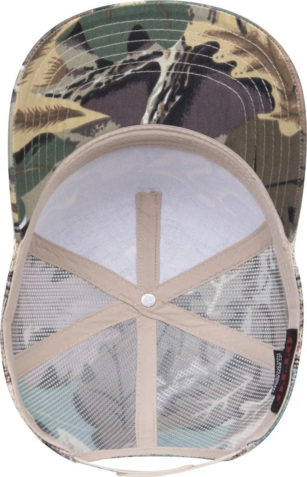 Otto 47-049 Camouflage 5 Panel Mid Profile Mesh Back Trucker Cap - Kha/brn/lt.ol.grn - 6 1/2’’ - 7 5/8’’