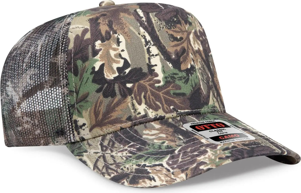 Otto 47-049 Camouflage 5 Panel Mid Profile Mesh Back Trucker Cap - Lt.lod/brn/kly - 6 1/2’’ - 7 5/8’’