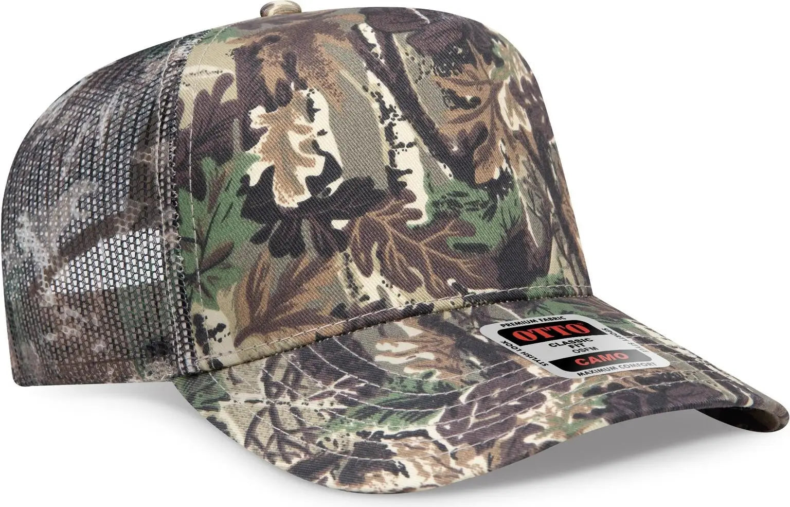 Otto 47-049 Camouflage 5 Panel Mid Profile Mesh Back Trucker Cap - Lt.lod/brn/kly - 6 1/2’’ - 7 5/8’’