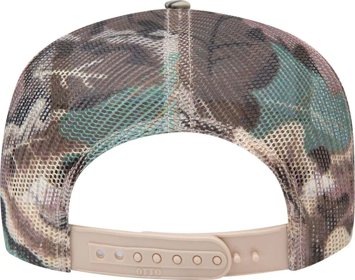 Otto 47-049 Camouflage 5 Panel Mid Profile Mesh Back Trucker Cap - Kha/brn/lt.ol.grn - 6 1/2’’ - 7 5/8’’