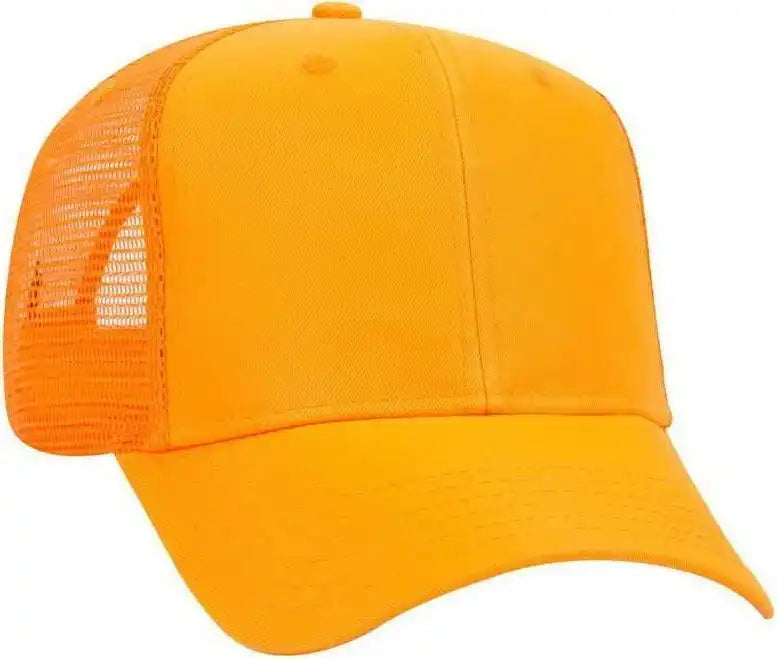 Otto 51-819 6 Panel Mid Profile Mesh Back Trucker Cap - Neon Orange - one Size Fits Most