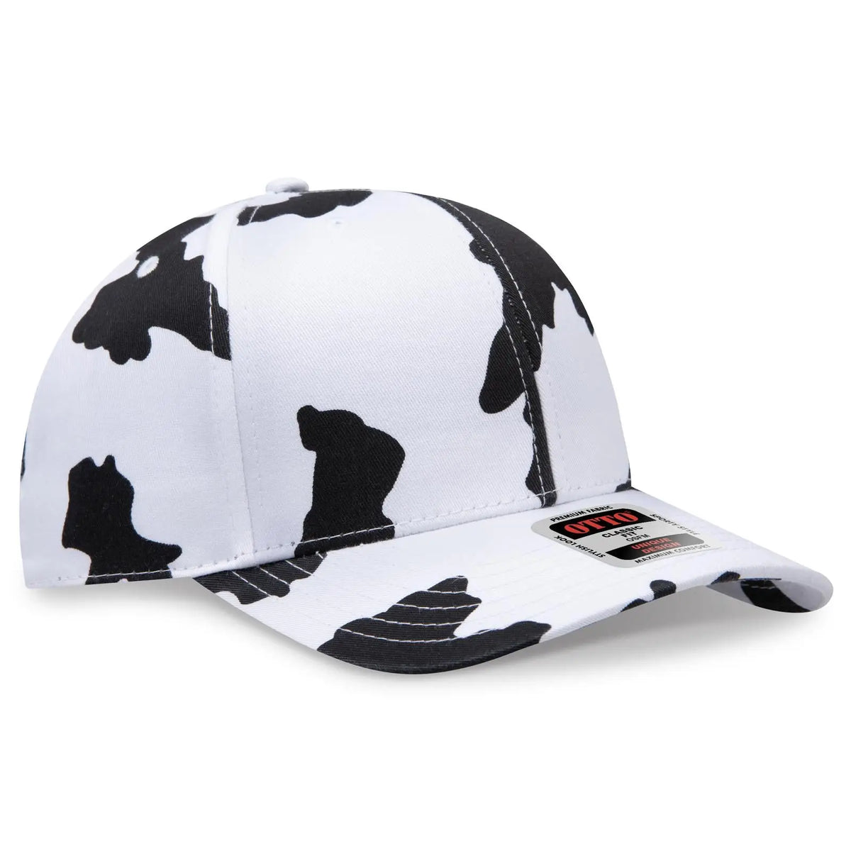 Otto 56-057 6 Panel Mid Profile Baseball Cap - Blk/wht - 7 3/8’’ - 5/8’’