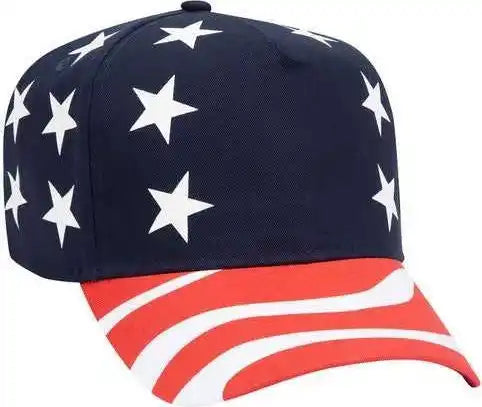 Otto 56-176 Cotton Twill United States Flag Pattern 5 Panel Cap - Red Navy - one Size Fits Most