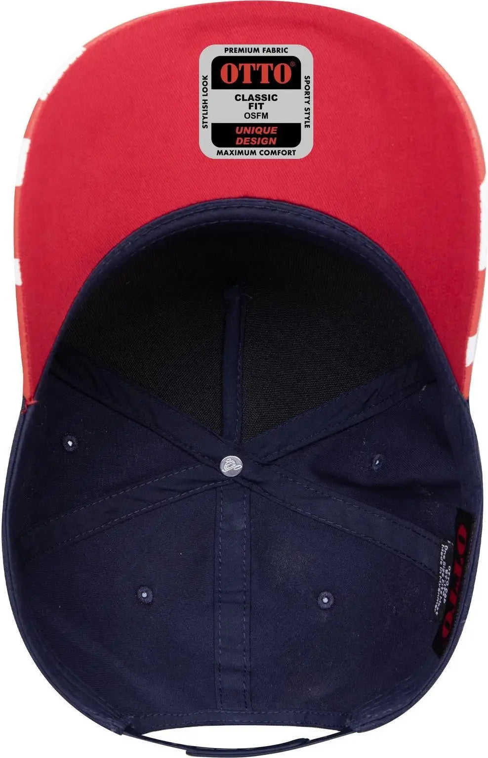 Otto 57-174 5 Panel Mid Profile Baseball Cap - Red/nvy - 6 1/2’’ - 7 5/8’’