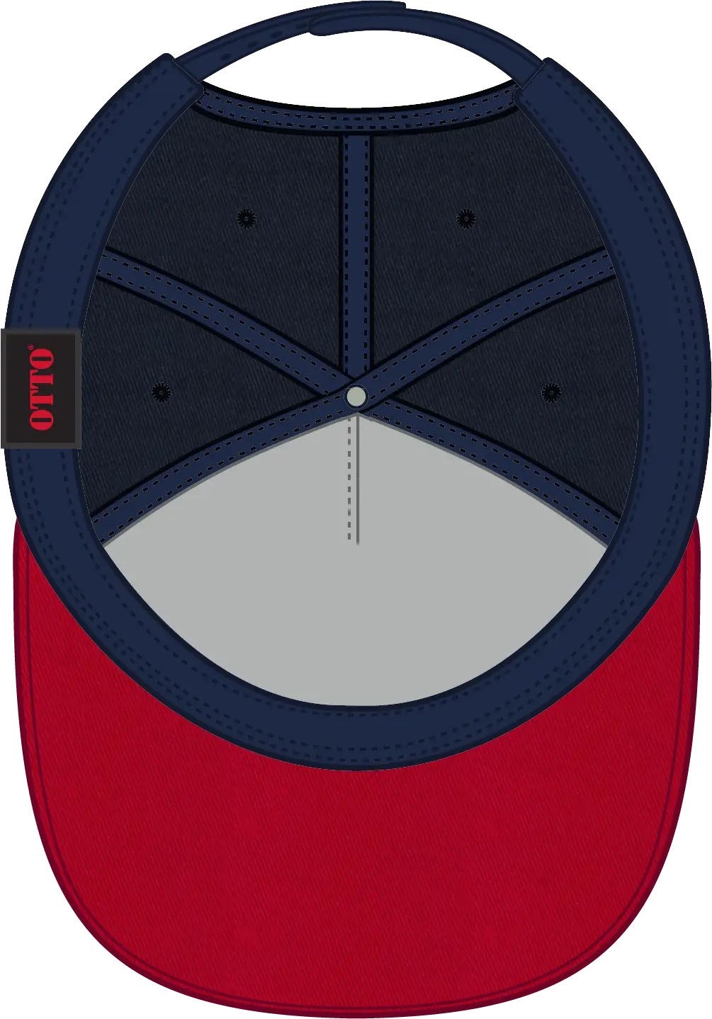 Otto 57-174 5 Panel Mid Profile Baseball Cap - Red/nvy - 6 1/2’’ - 7 5/8’’