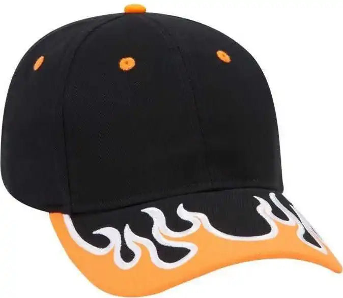 Otto 58-589 Flame Pattern Visor Brushed Cotton Twill Low Profile Pro Style Structured Firm Front Panel Cap - Black Neon