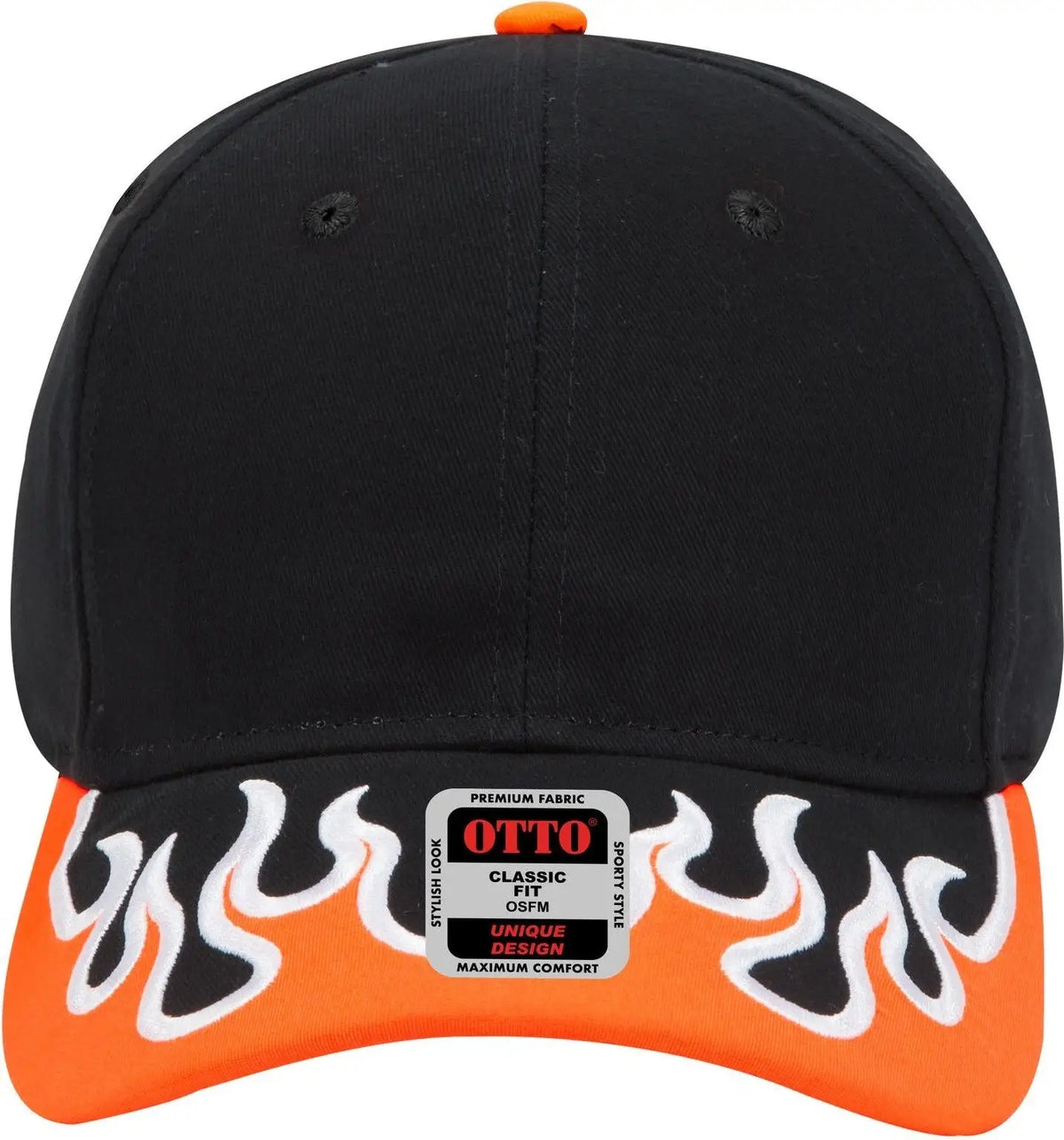 Otto 58-755 6 Panel Low Profile Baseball Cap - Blk/n.org/wht - 1/2’’ - 7 5/8’’