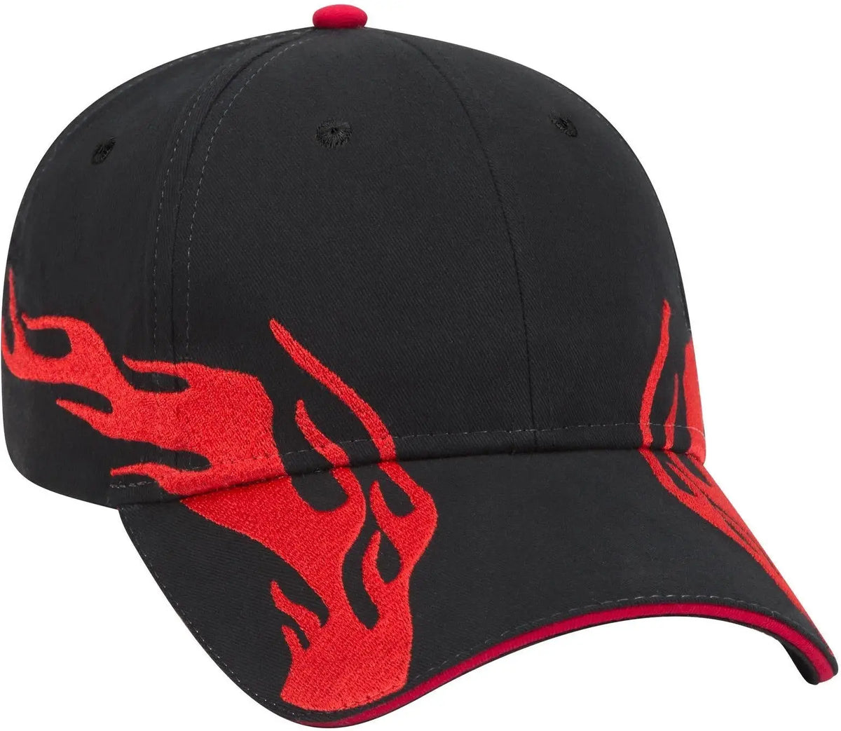 Otto 58-755 6 Panel Low Profile Baseball Cap - Blk/red/red - 1/2’’ - 7 5/8’’