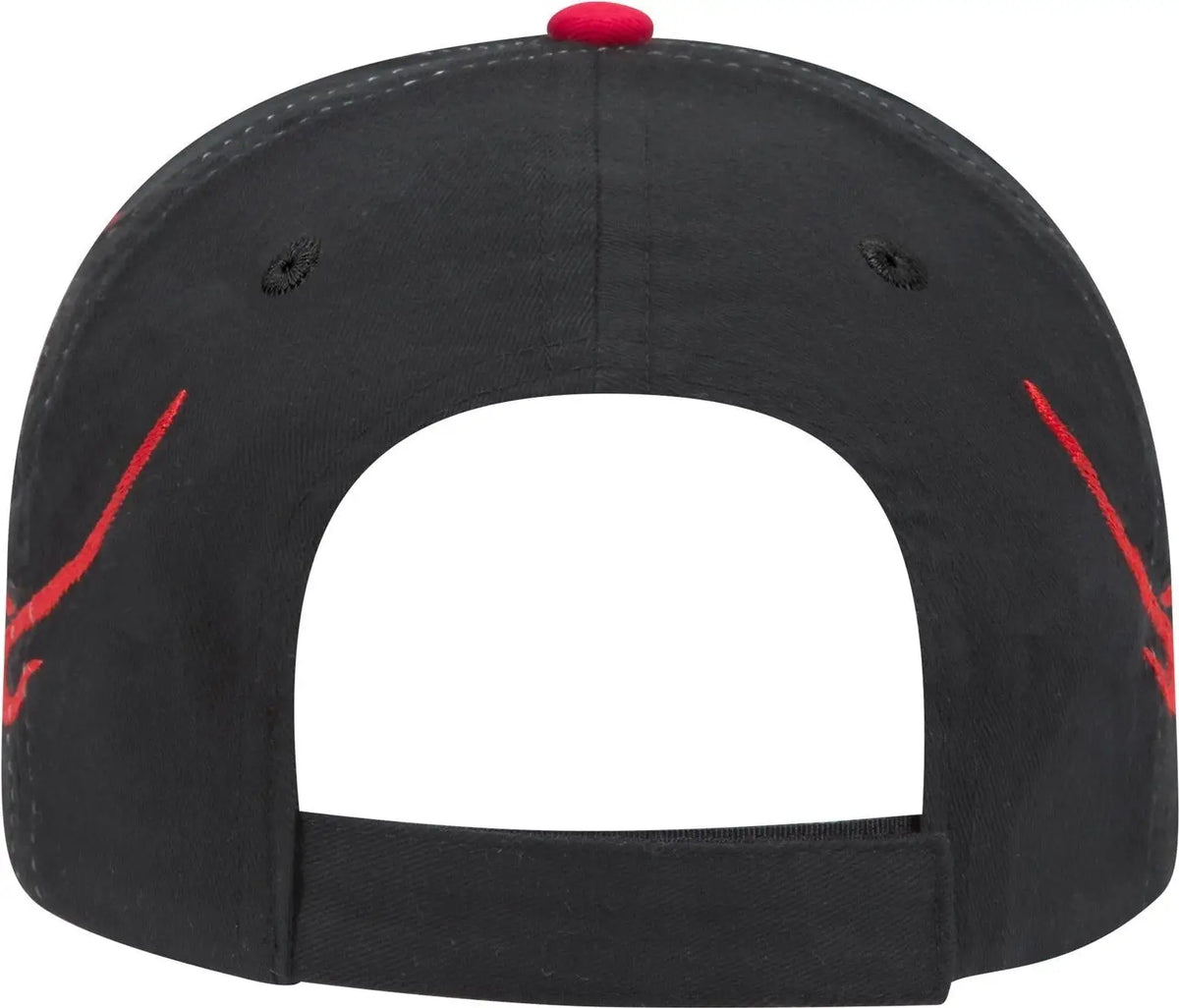 Otto 58-755 6 Panel Low Profile Baseball Cap - Blk/red/red - 1/2’’ - 7 5/8’’