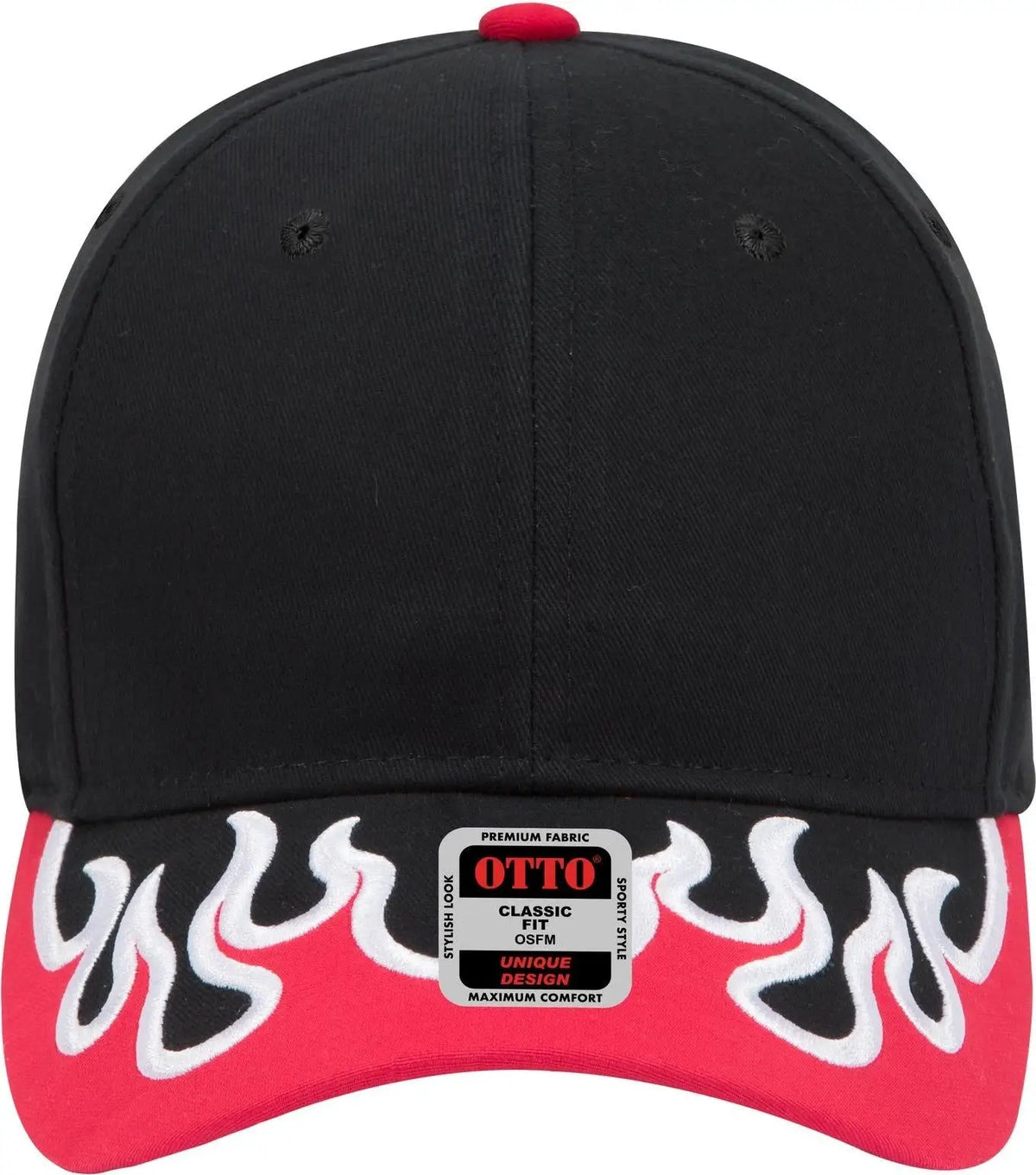 Otto 58-755 6 Panel Low Profile Baseball Cap - Blk/red/wht - 1/2’’ - 7 5/8’’