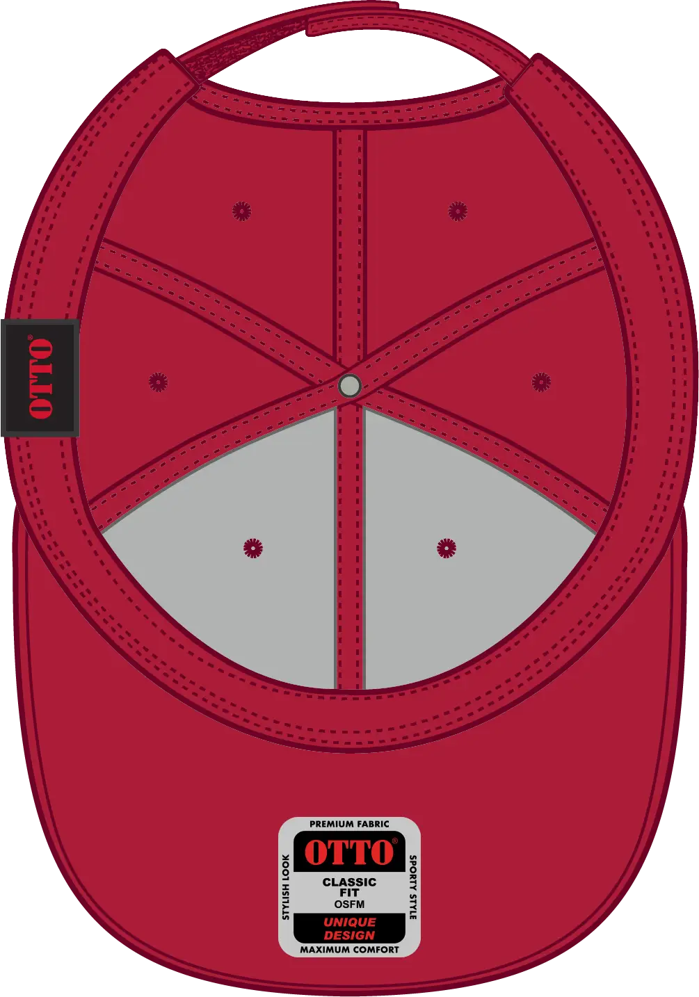 Otto 58-755 6 Panel Low Profile Baseball Cap - Red/blk/blk - 1/2’’ - 7 5/8’’