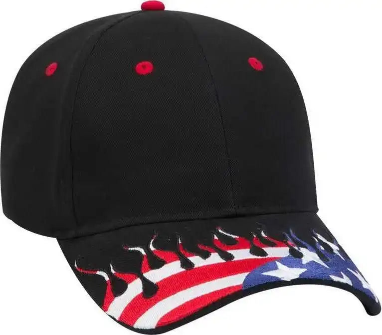 Otto 58-756 6 Panel Low Profile Baseball Cap - Black Flag - one Size Fits Most