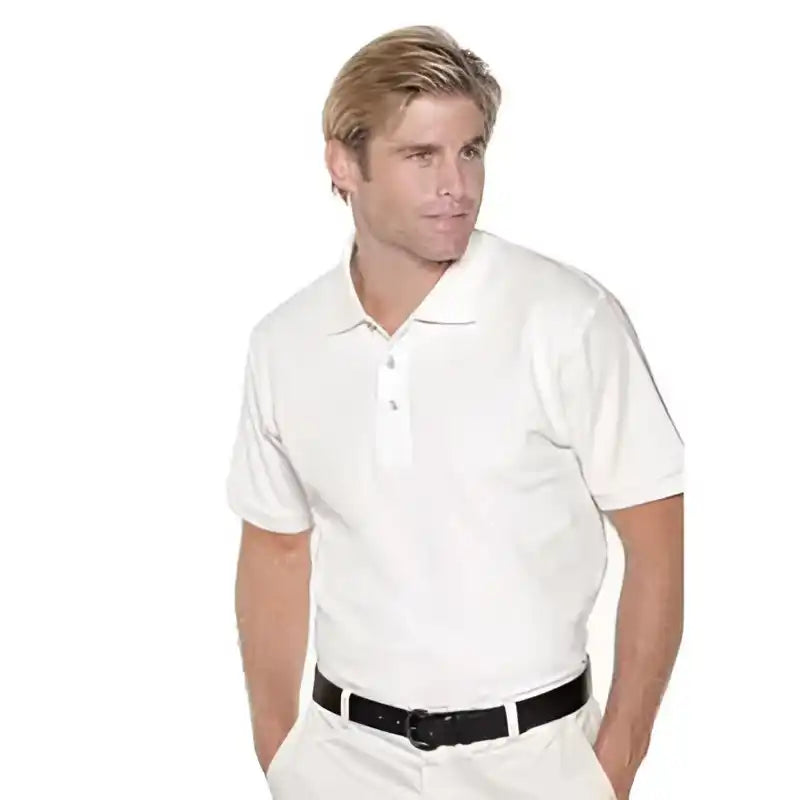Otto 601 105 Men’s 7.0 Oz. Premium Pique Knit Sport Shirts White
