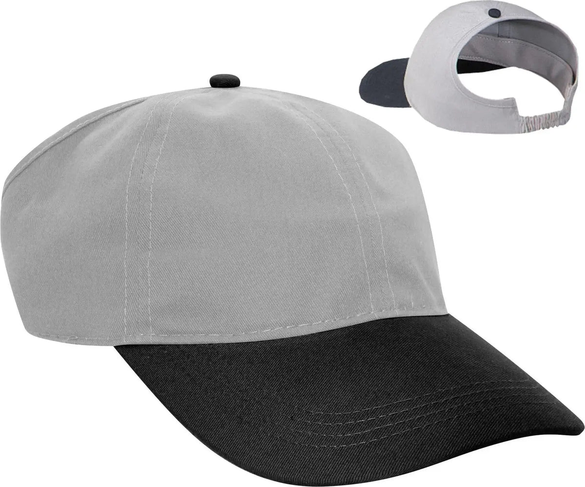 Otto 69-291 4 Panel Ponytail Cap - Blk/gry